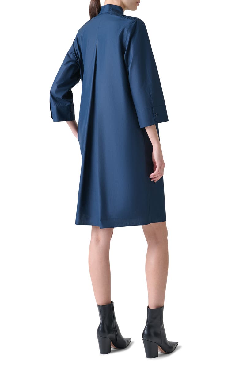 Akris Mandarin Collar Tunic Shirtdress, Alternate, color, Denim Blue