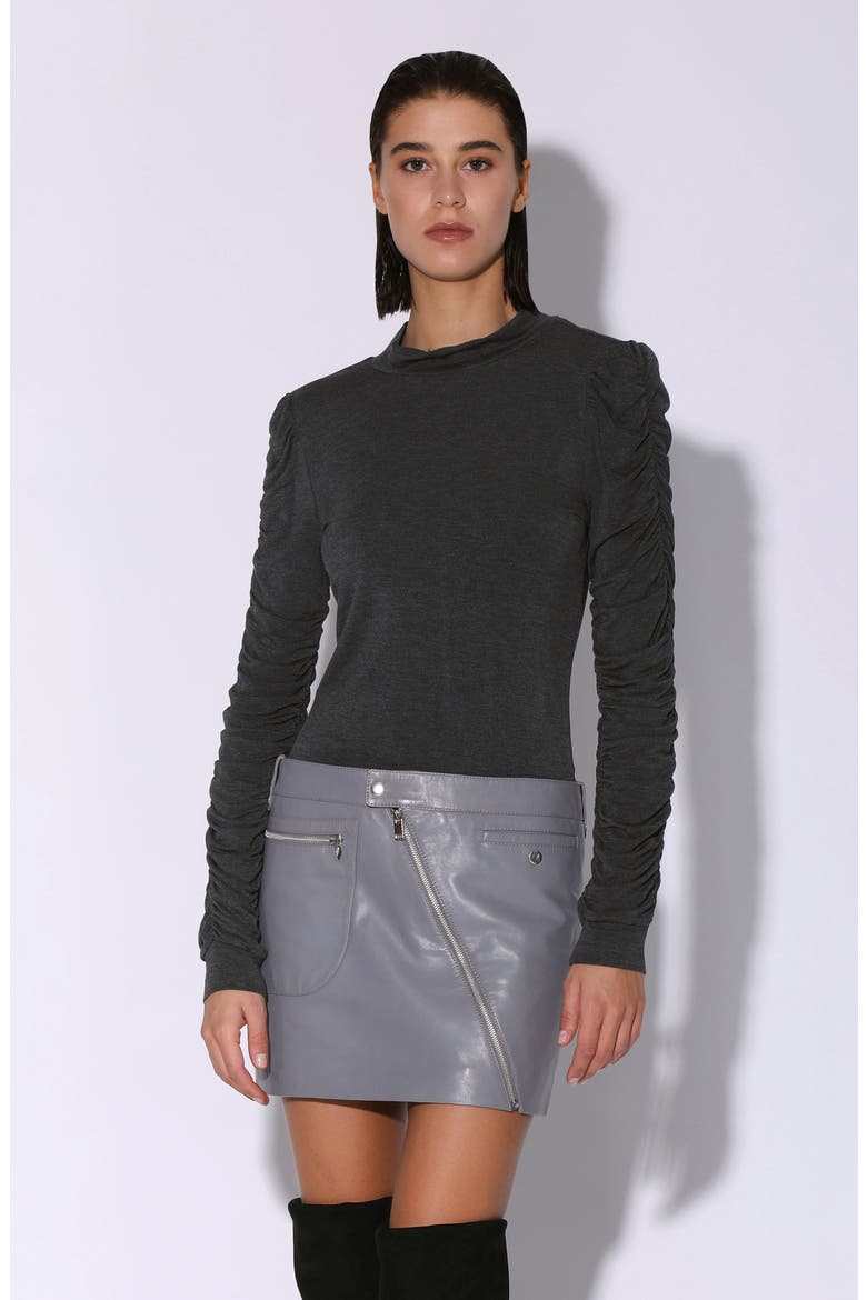 Gavriel High Waist Leather Skirt, Alternate, color, GRANITE