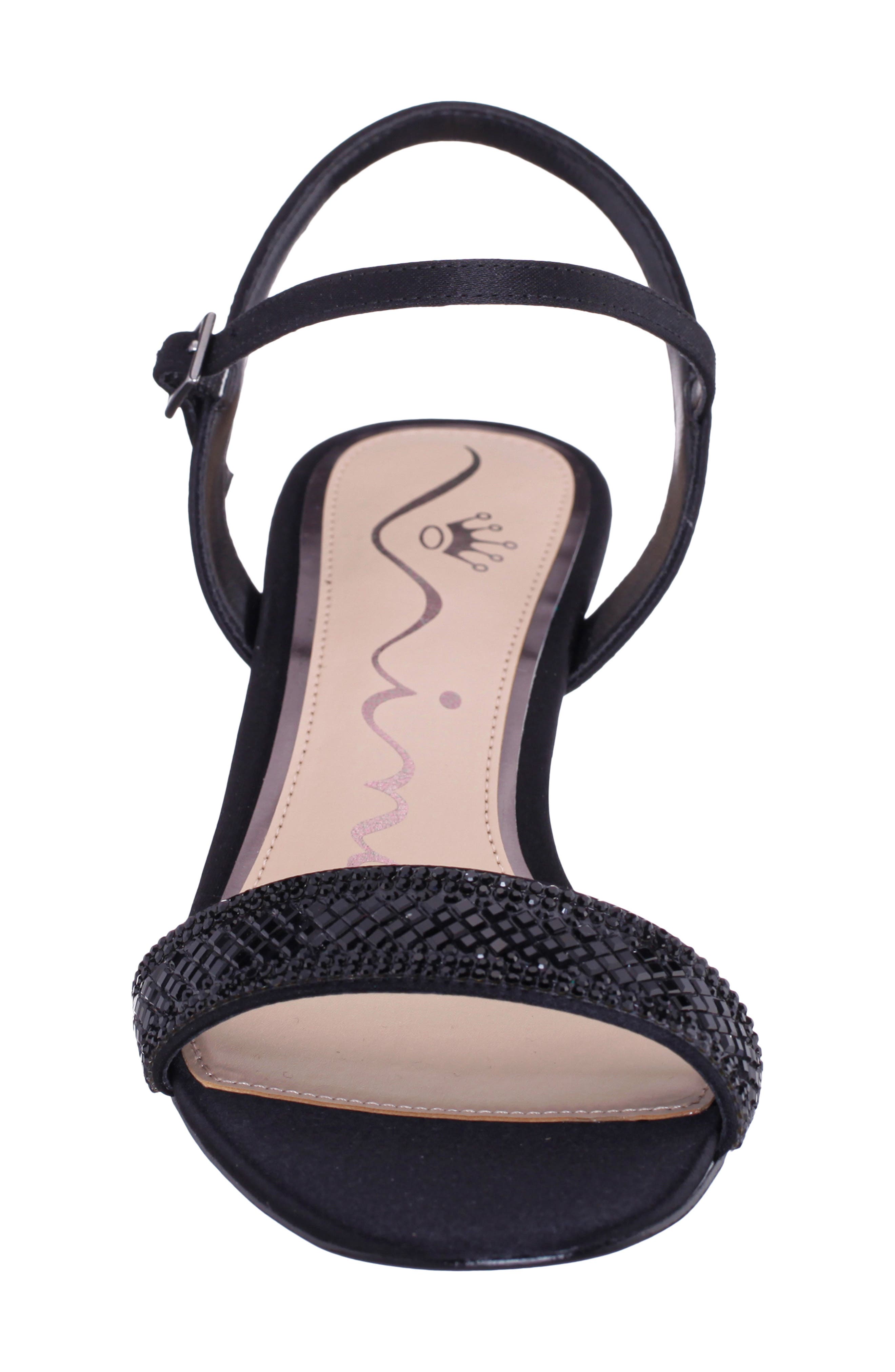 Nina Vonda Ankle Strap Wedge Sandal, Alternate, color, Black