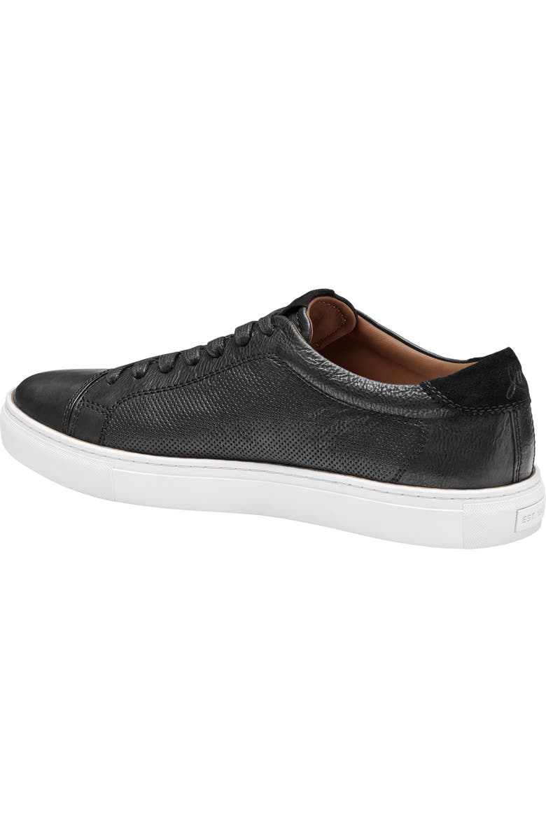 Johnston & Murphy Luther Perforated Leather Low Top Sneaker, Alternate, color, Black Italian Full Grain