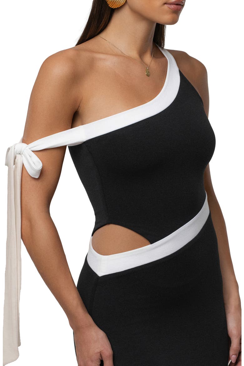 Jorden Asymmetric Body-Con Dress, Alternate, color, BLACK