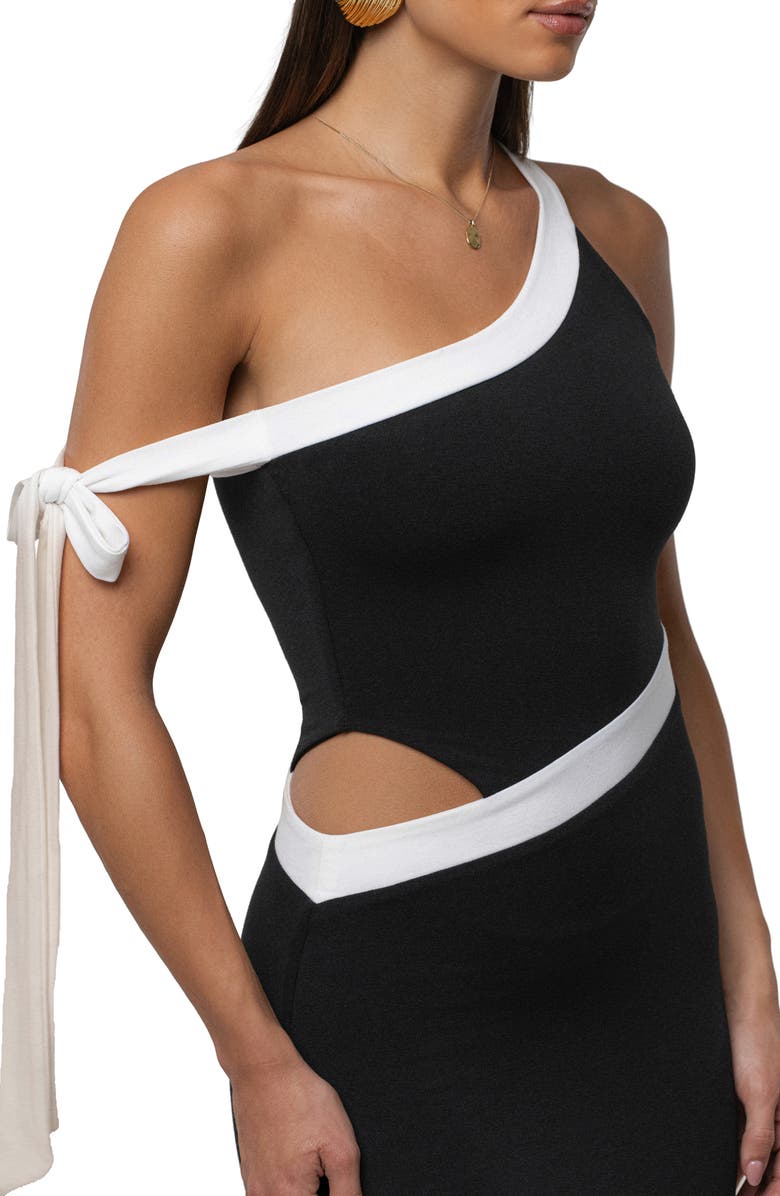 JLUXLABEL Jorden Asymmetric Body-Con Dress, Alternate, color, Black