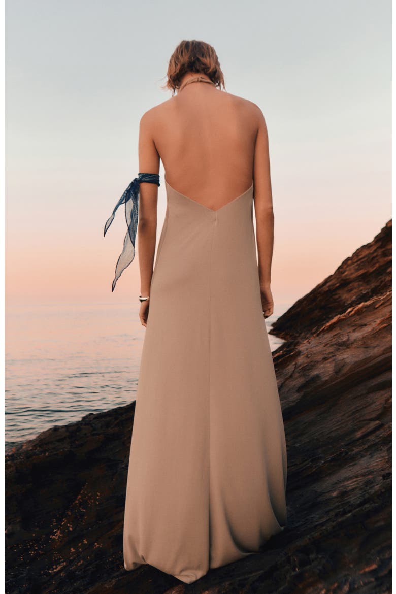 Midi Halter Dress, Alternate, color, LIGHT/ PASTEL GREY