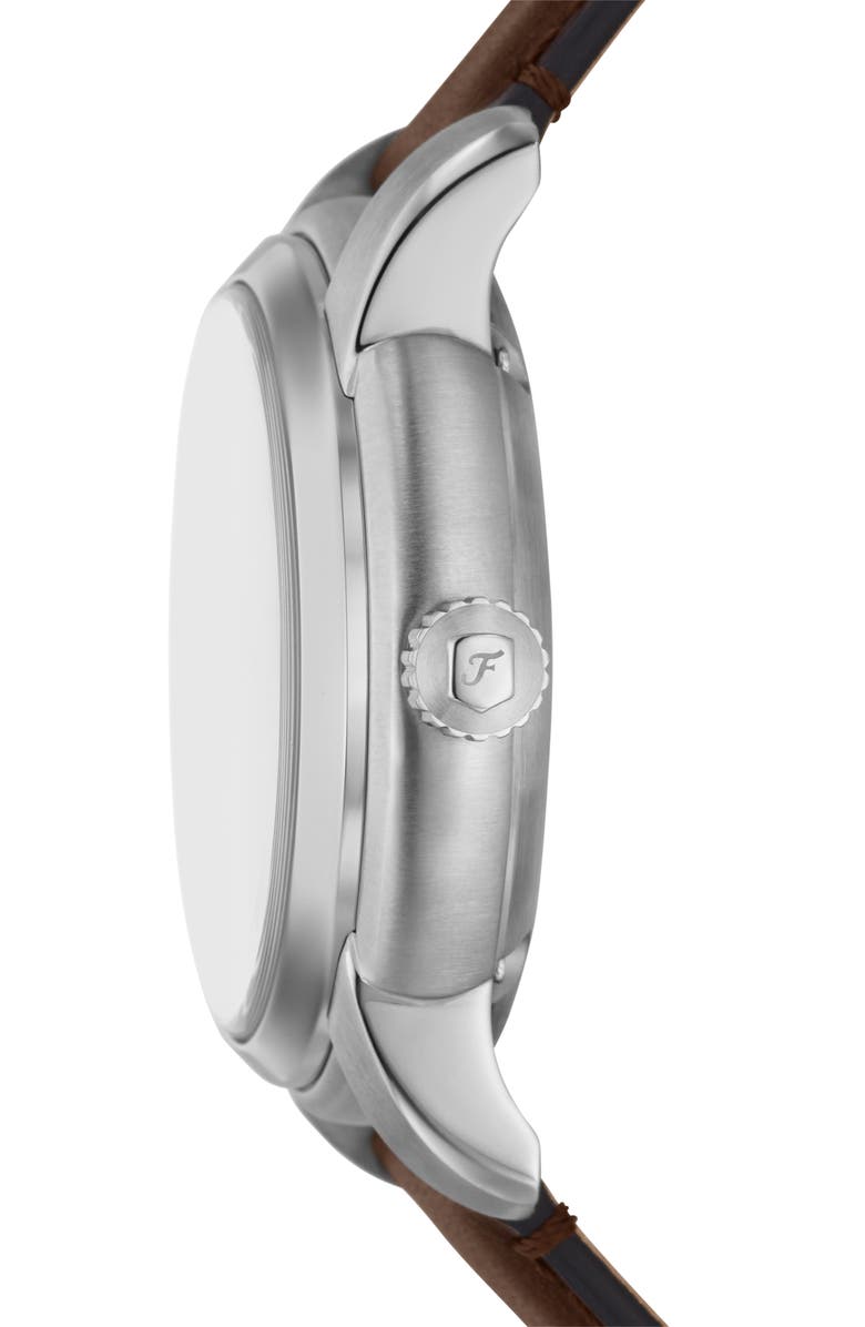 Fossil Heritage Automatic Leather Strap Watch, 43mm, Alternate, color, Brown