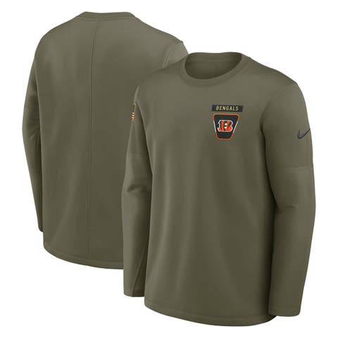 Men's Nike Olive Cincinnati Bengals 2025 Salute to Service Sideline Coaches Therma-FIT Long Sleeve Shirt