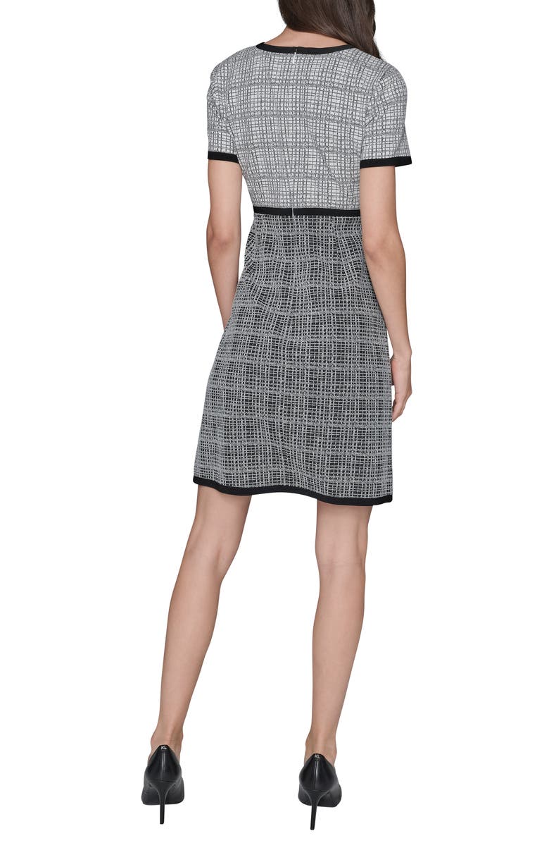 KARL LAGERFELD PARIS Knit Jacquard Dress, Alternate, color, Soft White/ Black