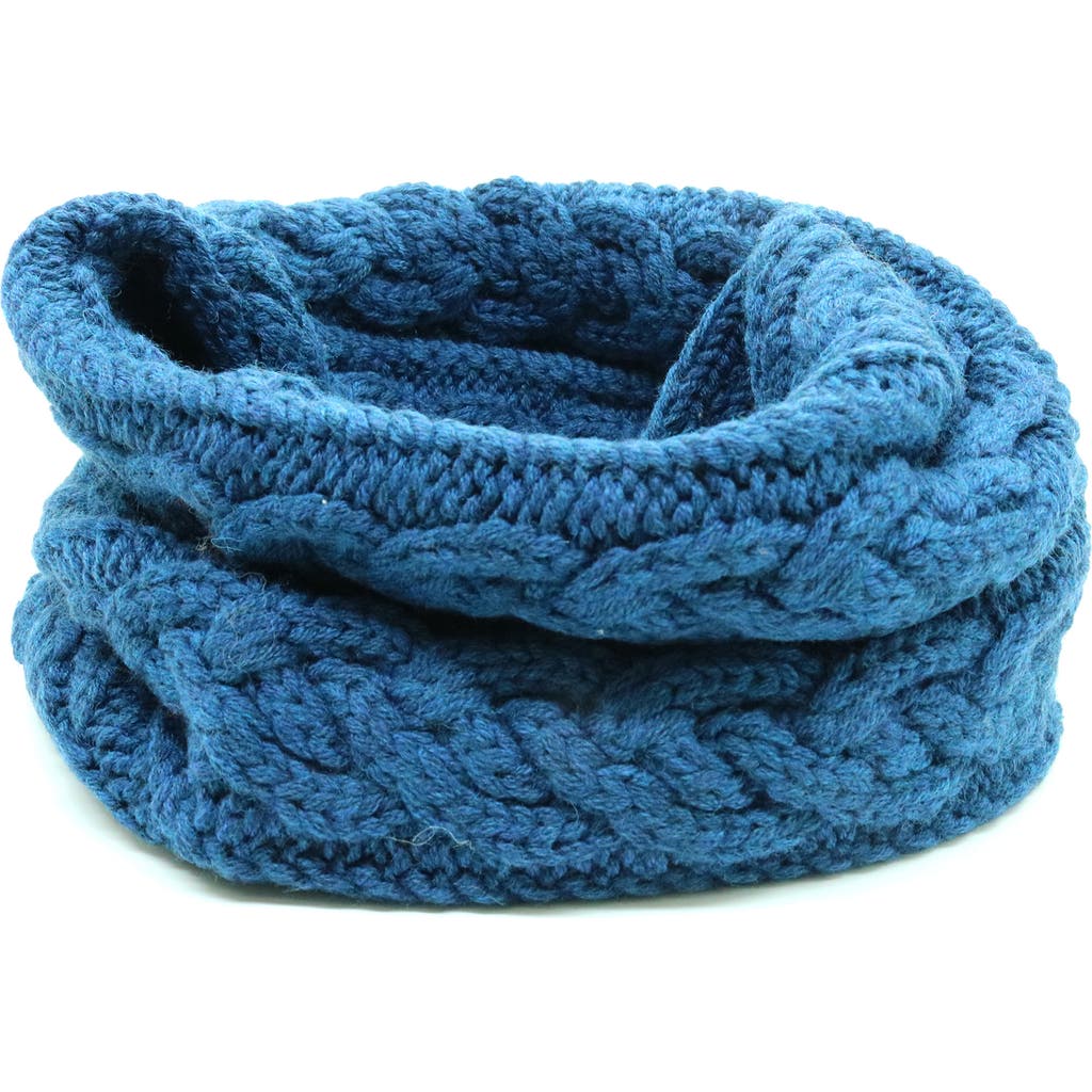 Portolano Cable Knit Merino Wool Infinity Scarf In Blue