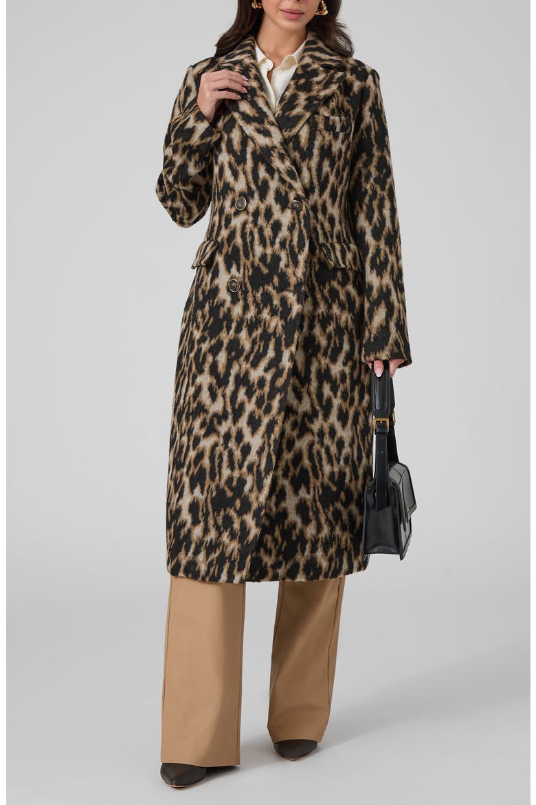 Sahaina Leopard Jacquard Coat, Main, color, GOLDEN FUR PRINT