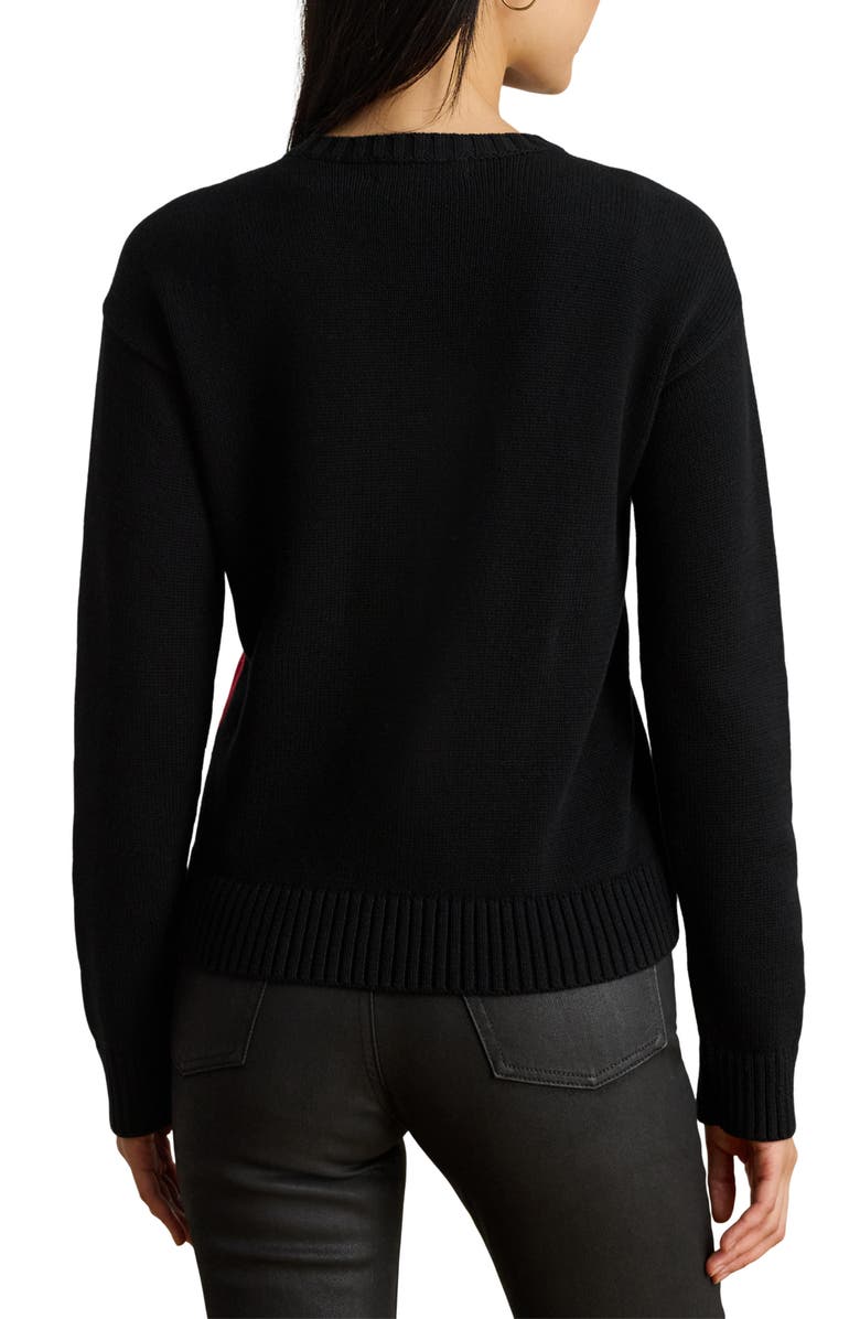 Lauren Ralph Lauren Colorblock Embroidered Crest Cotton Sweater, Alternate, color,