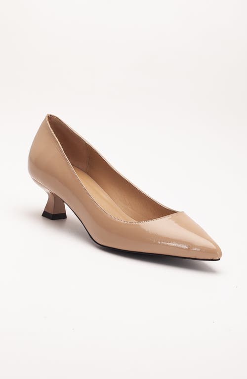 Forever & Always Shoes Helly Kitten Heel Leather Stiletto Pumps in Beige Patent Leather at Nordstrom, Size 6