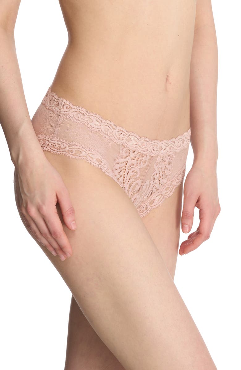 Natori Feathers Hipster Briefs, Alternate, color, Rose Beige Lace