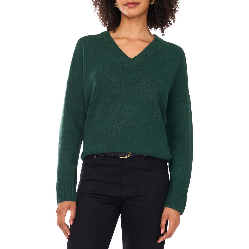 Vince Camuto Contrast High-low Sweater In Green
