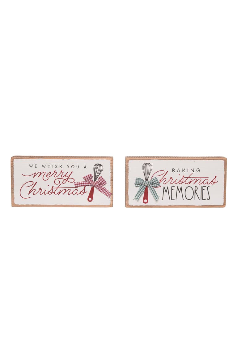 Wood Baking Blocks Set of Christmas Home Decorations, Main, color, White