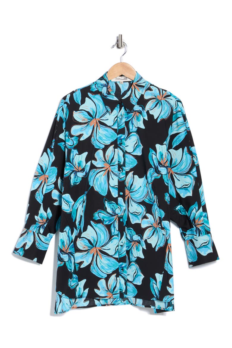 Caleb Floral Stretch Cotton Button-Up Shirt, Alternate, color, OPERA FLORAL BLACK LG
