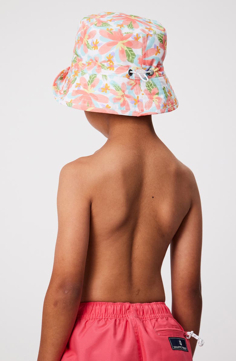 Snapper Rock Kids' Tropical Print Bucket Hat, Alternate, color, White Multi