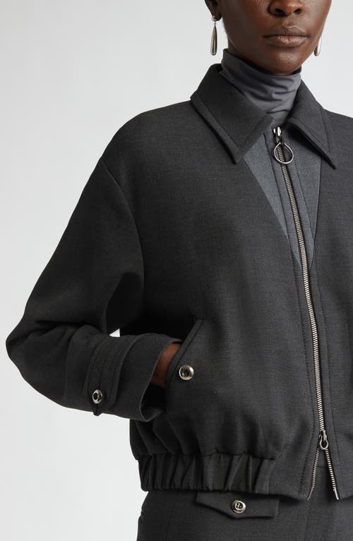 St John St. John Collection Double Face Luxe Ponte Bomber Jacket In Dark Heather Grey