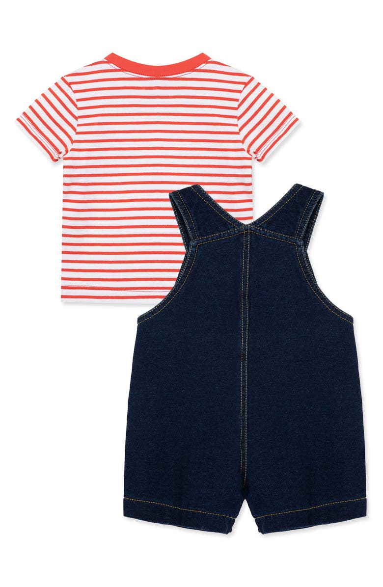 Little Me Sailboat Stripe T-Shirt & Shortalls Set, Alternate, color, 