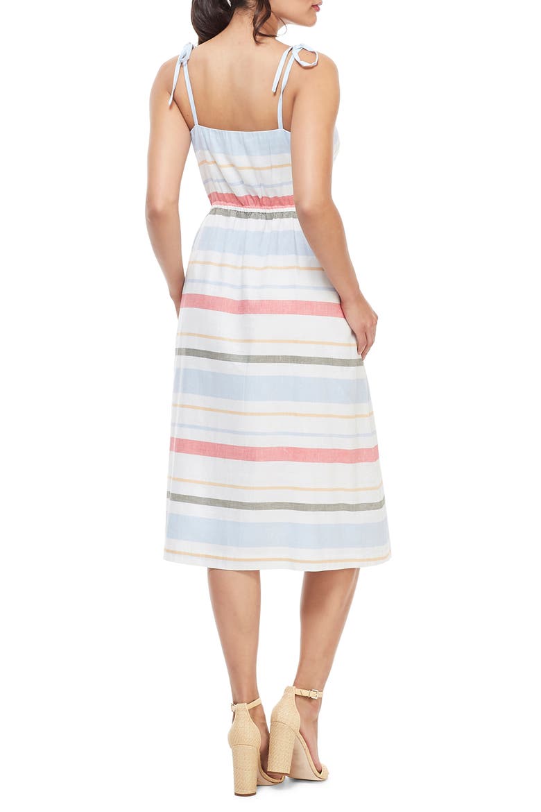 Hattie Stripe Linen Blend Sundress, Alternate, color, CORAL BLUE