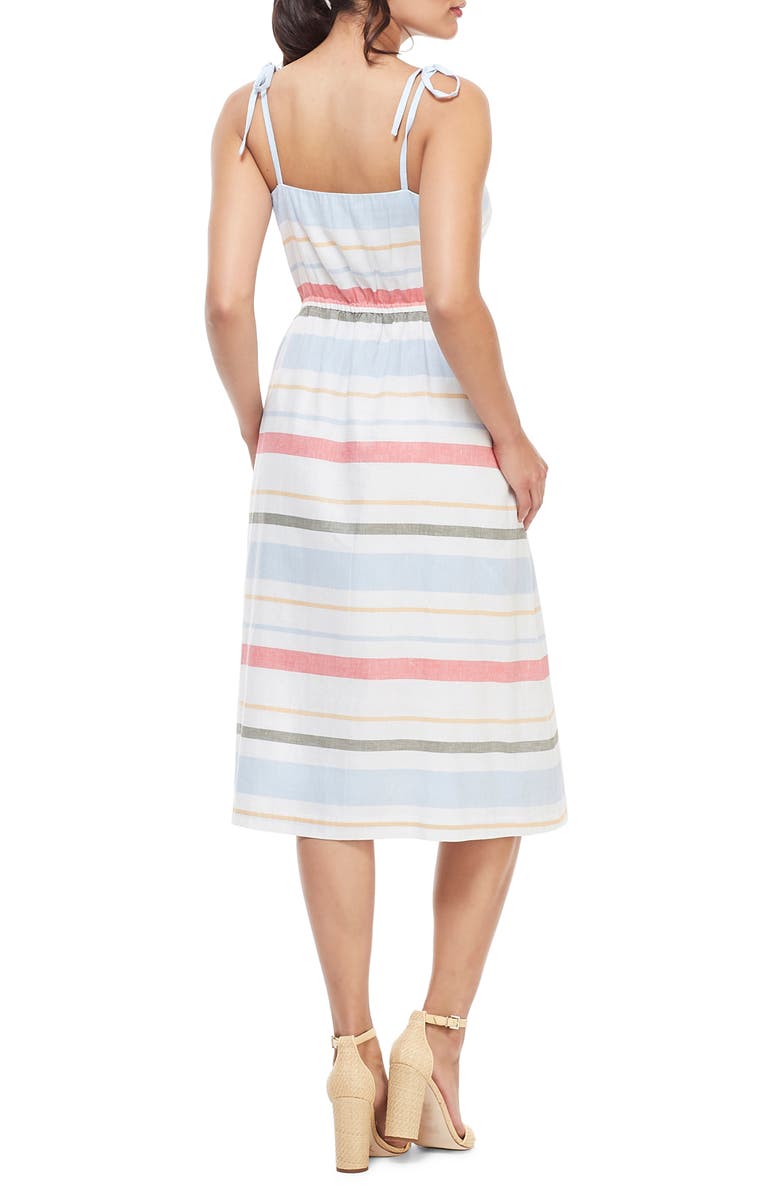 Gal Meets Glam Collection Hattie Stripe Linen Blend Sundress, Alternate, color, 