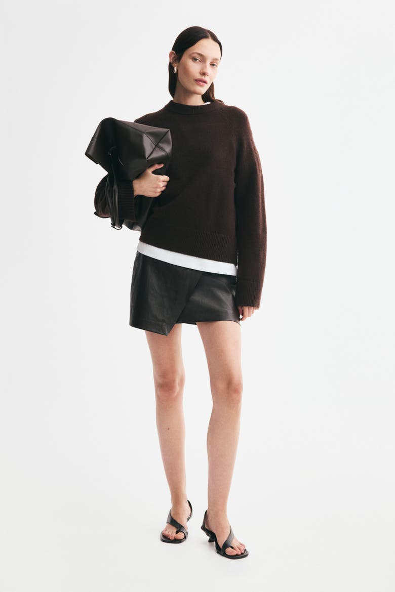 Coated Wrap Skirt, Alternate, color, Dark brown
