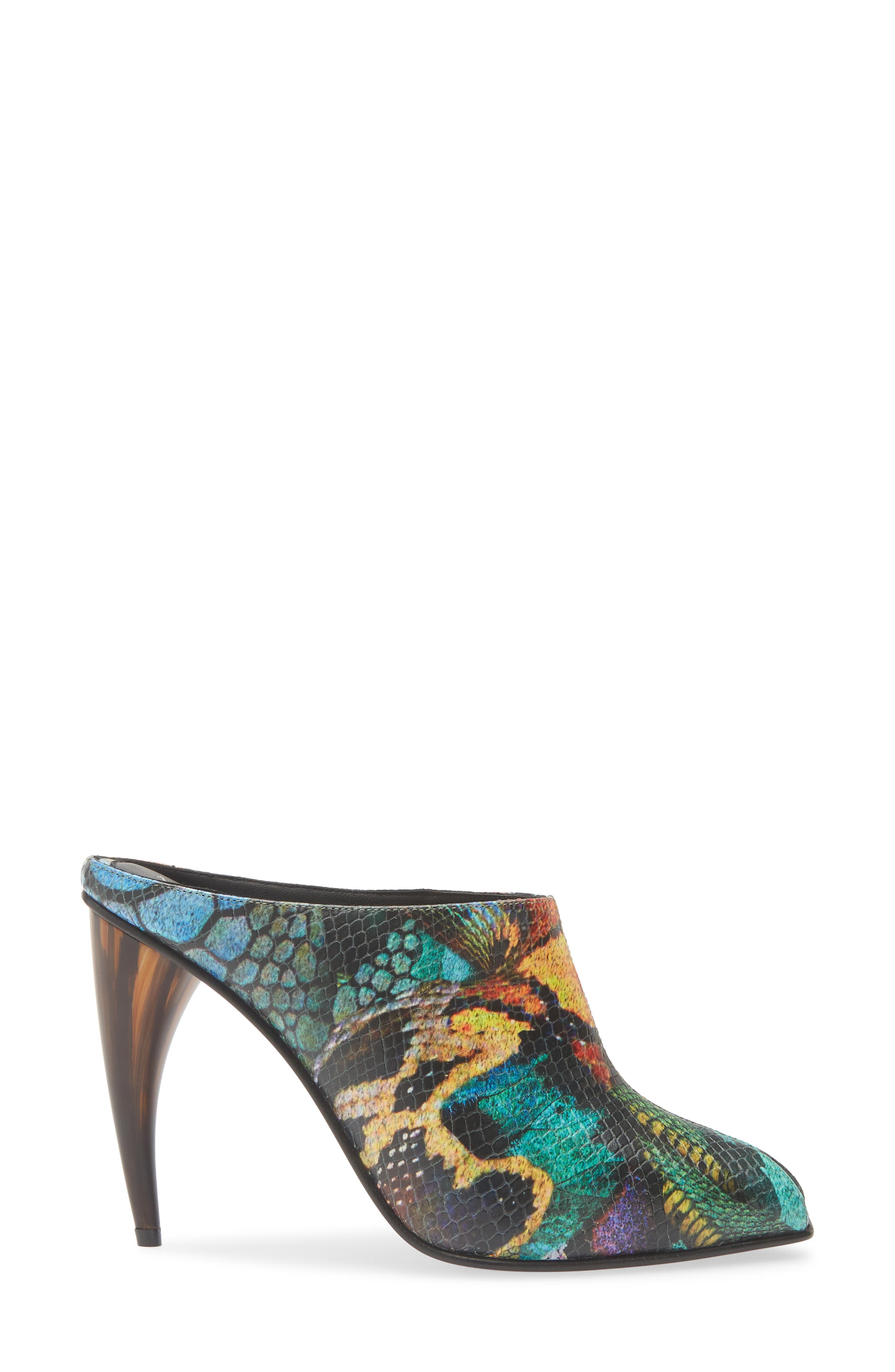 Horn Shaped Heel Peep Toe Mule, Alternate, color, SUN