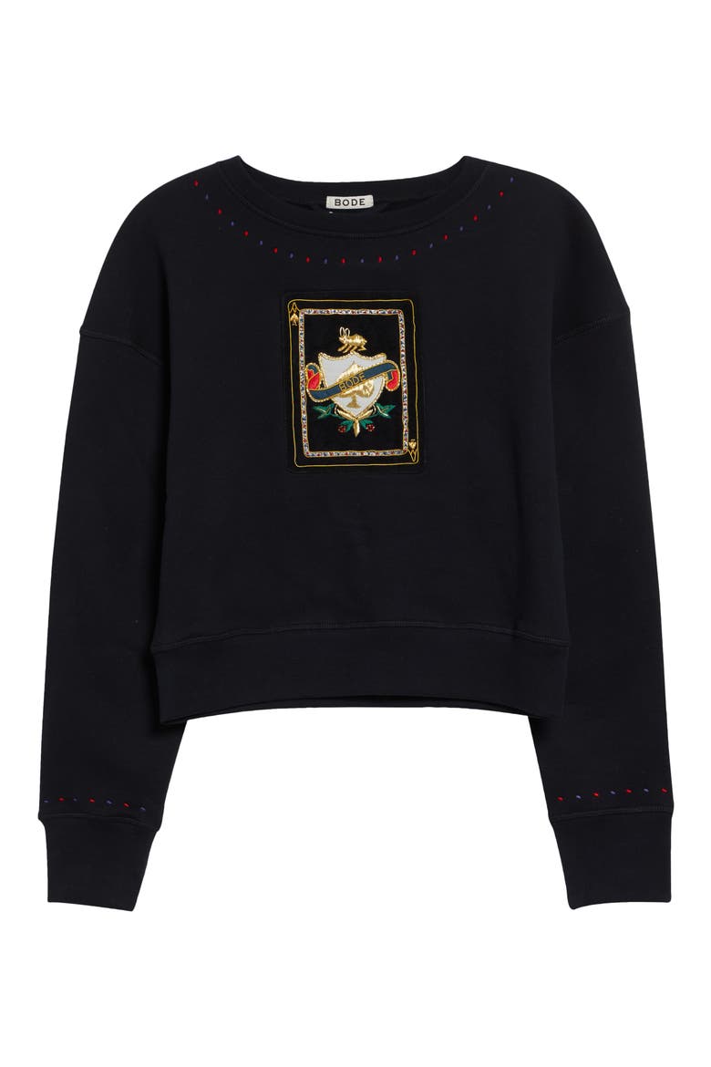 Bullion Card Cotton Graphic Sweatshirt, Alternate, color, BLACK
