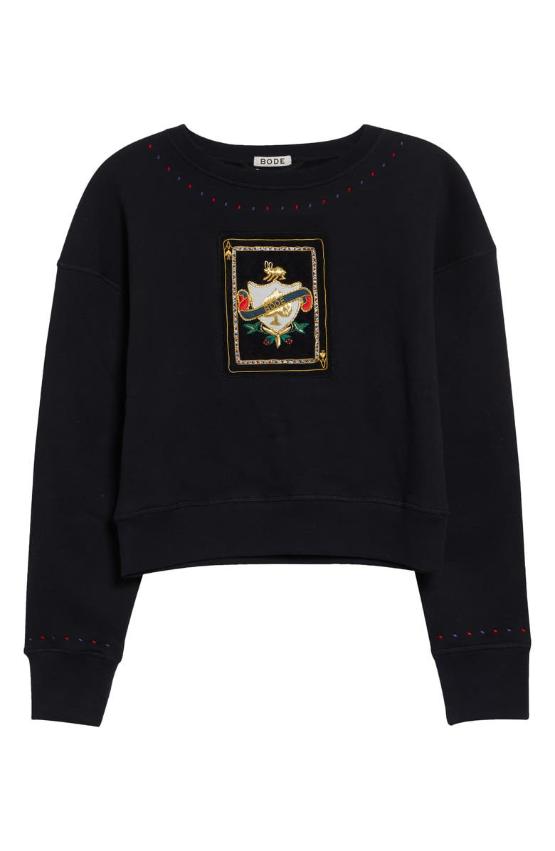 Bode Bullion Card Cotton Graphic Sweatshirt, Main, color, Black