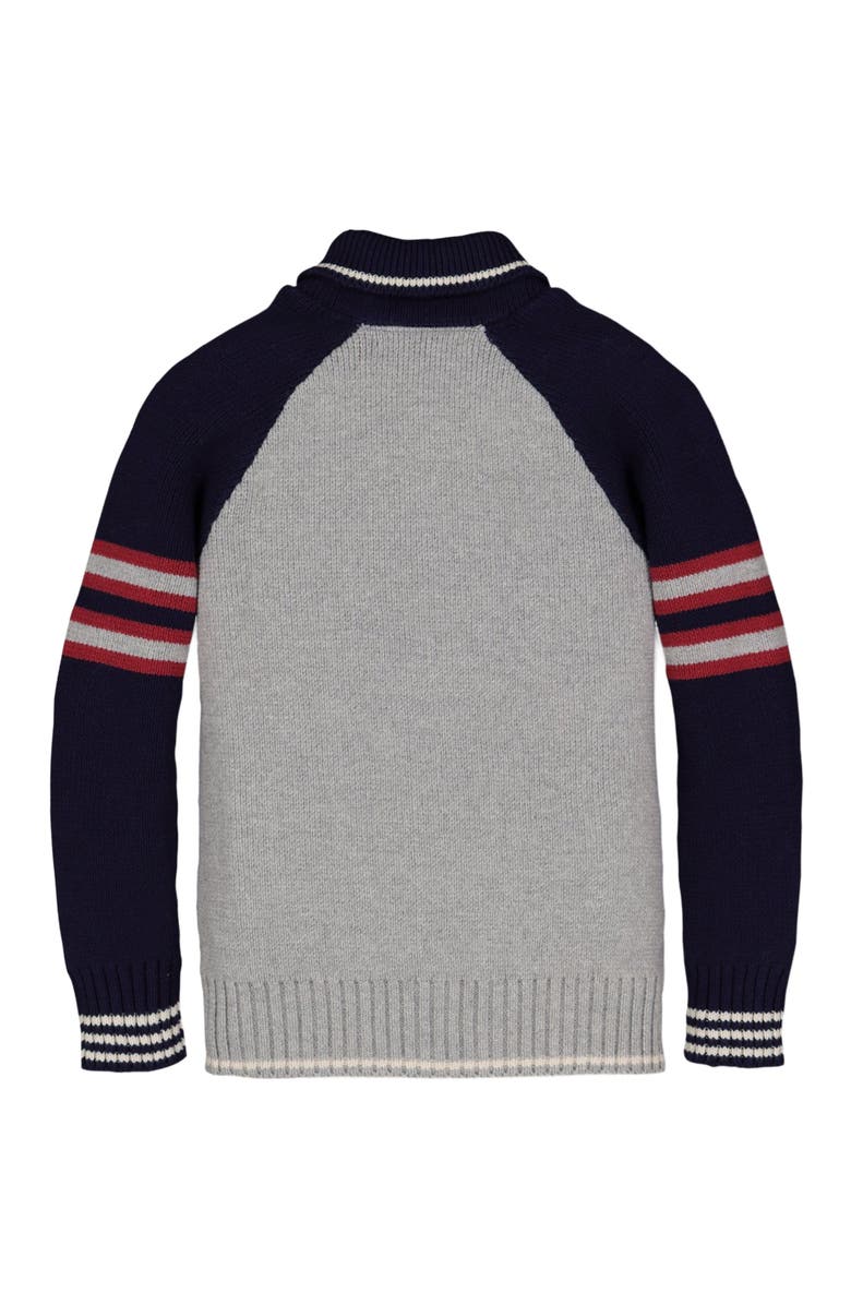 Hope & Henry Baby Boys' Shawl Collar Cardigan, Infant, Alternate, color, Grey Heather With Navy