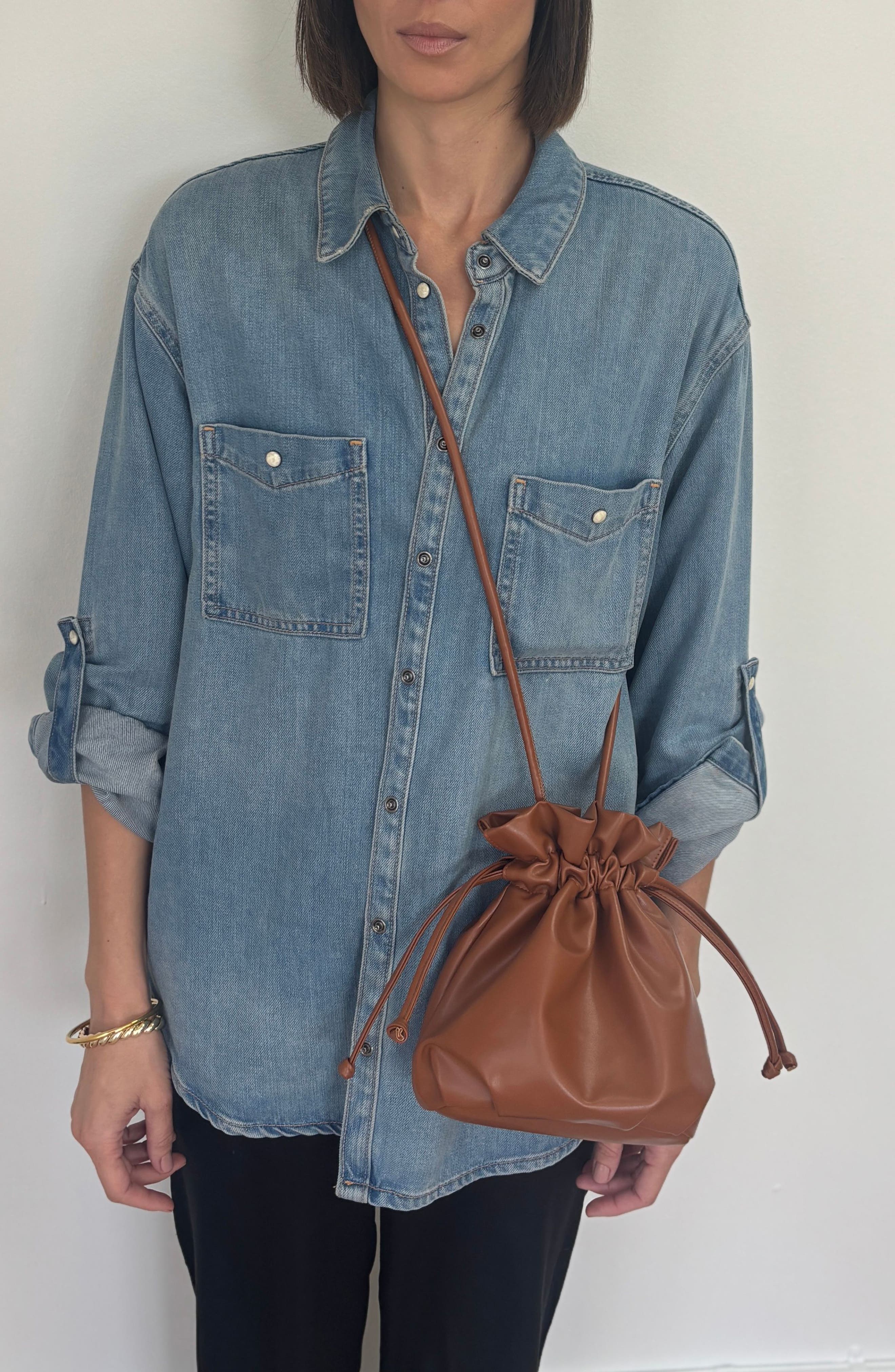 Adornia Scrunch Bucket Bag, Alternate, color, Brown