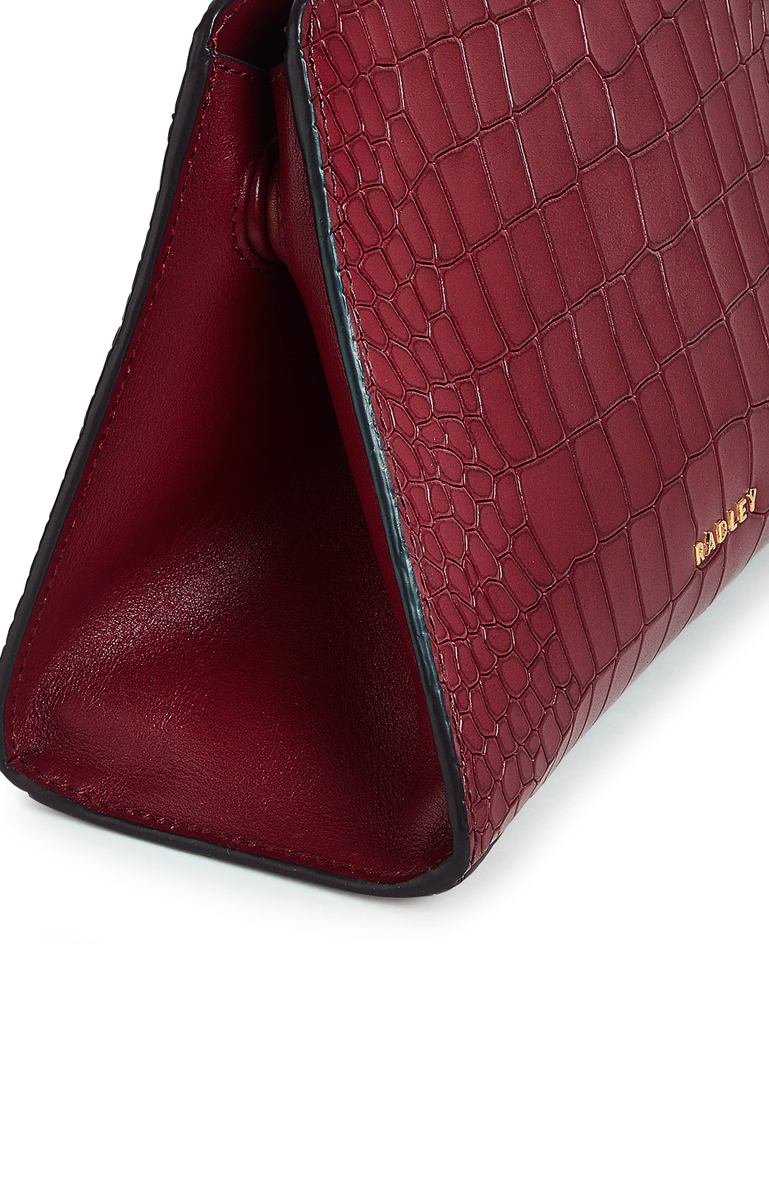 Radley Glasshouse Small Croc Embossed Crossbody Bag, Alternate, color, Cranberry