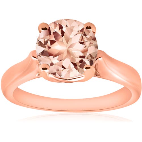Bliss Diamond 8mm Round 1 3/4ct Genuine Morgranite 14k Gold Solitaire Engagement Ring In 14k Rose Gold