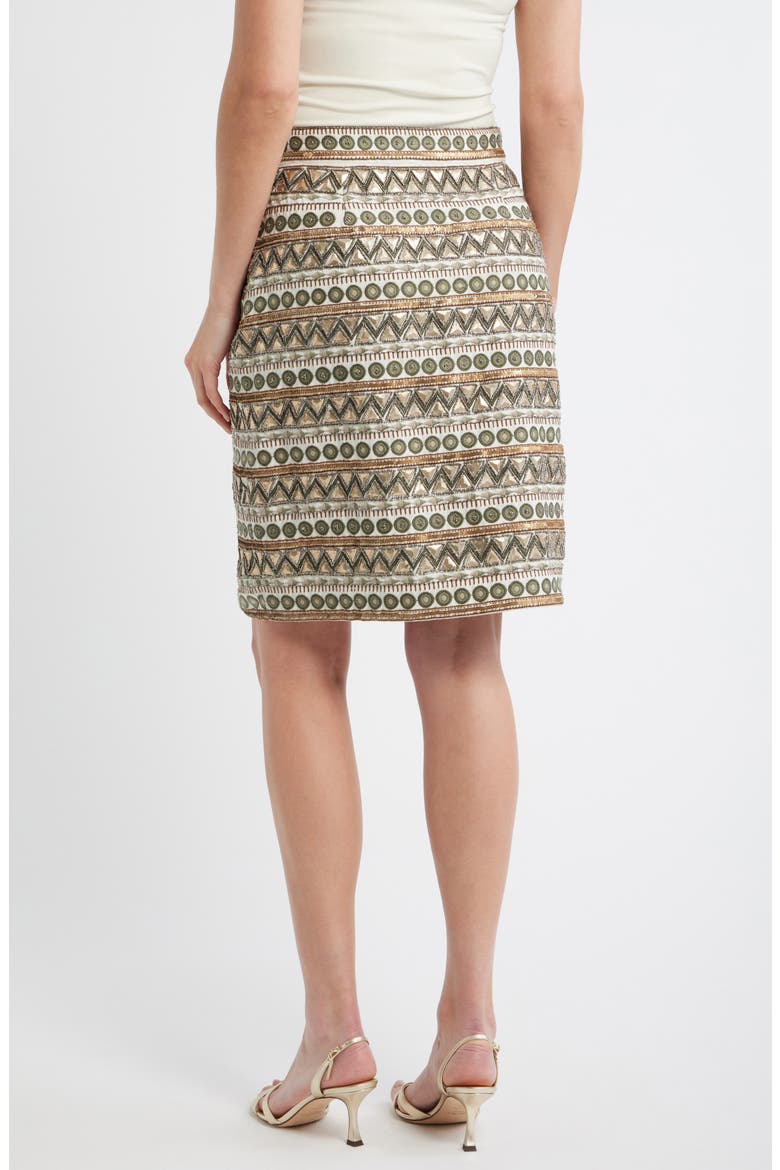 The Tate Embroidered Cotton Midi Skirt, Alternate, color, SKY WHITE/ GOLD/ GREEN