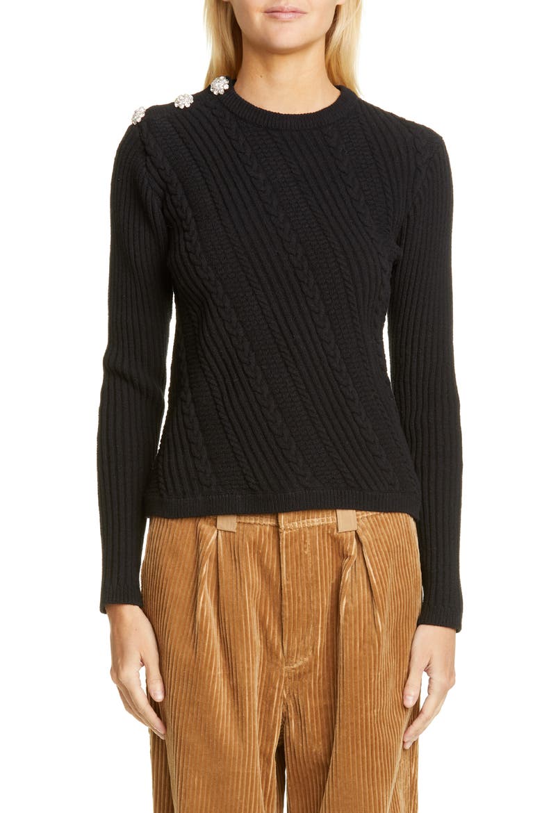 Cotton Blend Sweater, Main, color, BLACK