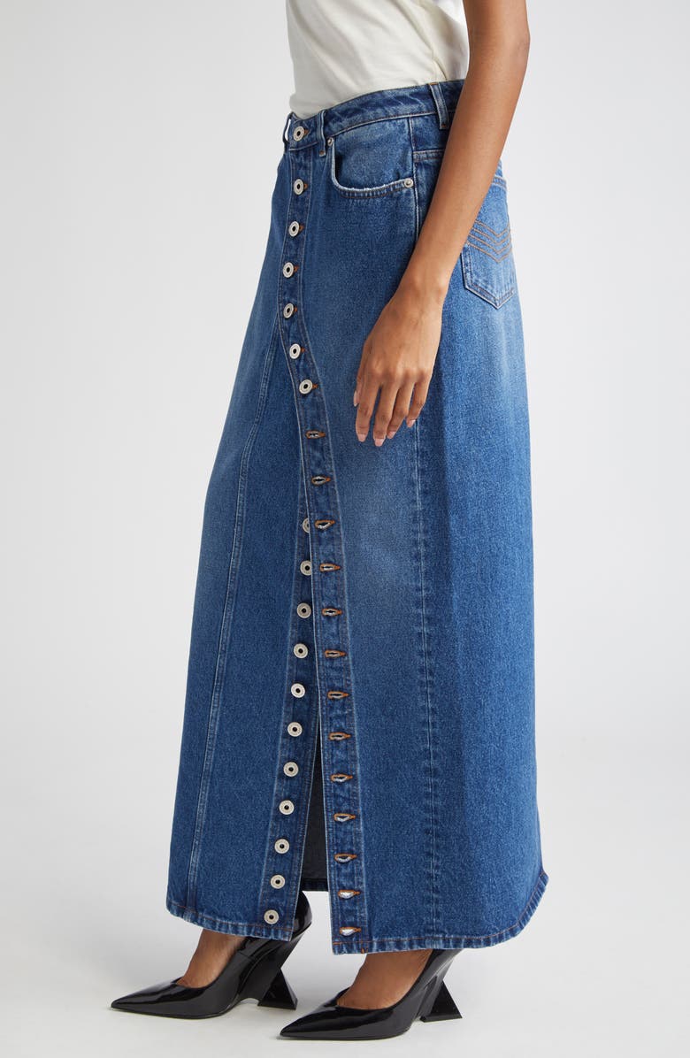 Jean Paul Gaultier Button Detail Denim Maxi Skirt, Alternate, color, 