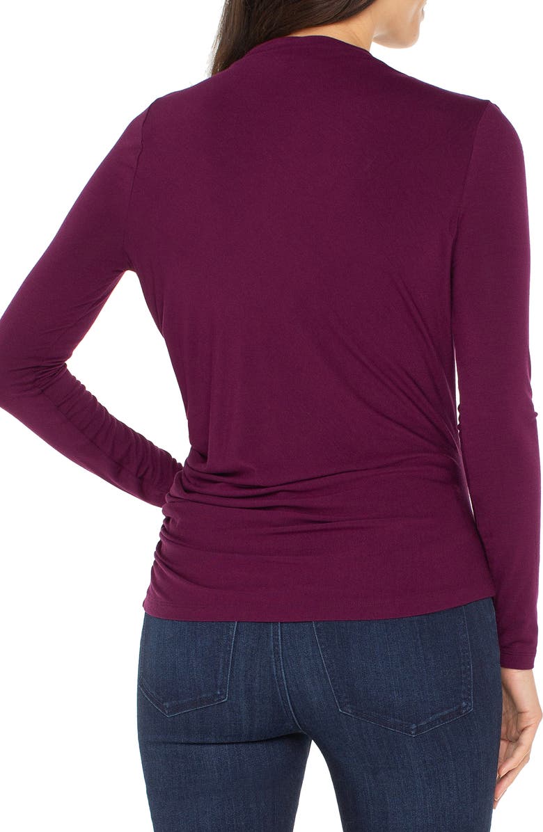 Liverpool Los Angeles Long Sleeve Ruched Knit Top, Alternate, color, Wine Berry