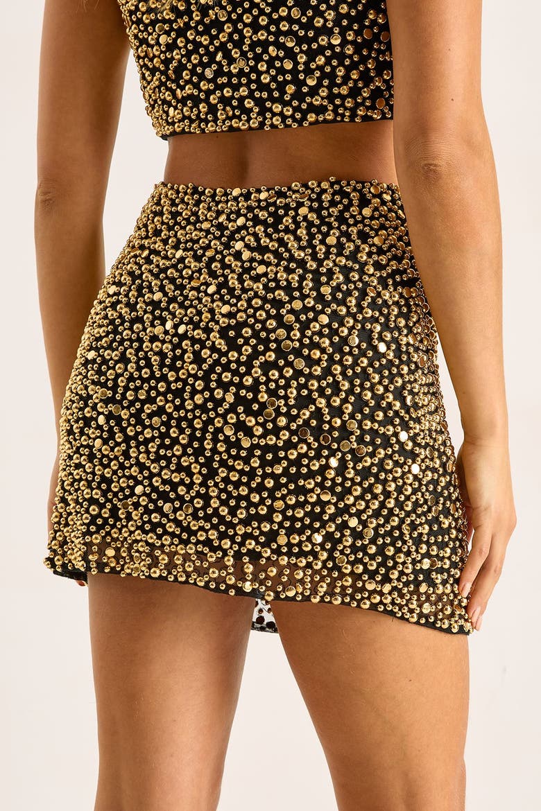 Stud Embellished Mini Skirt, Alternate, color, Gold