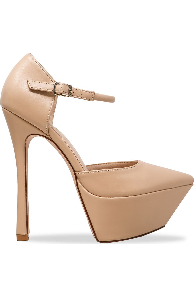 CHASE AND CHLOE Pointy Toe d'Orsay Platform Pump, Alternate, color, Beige