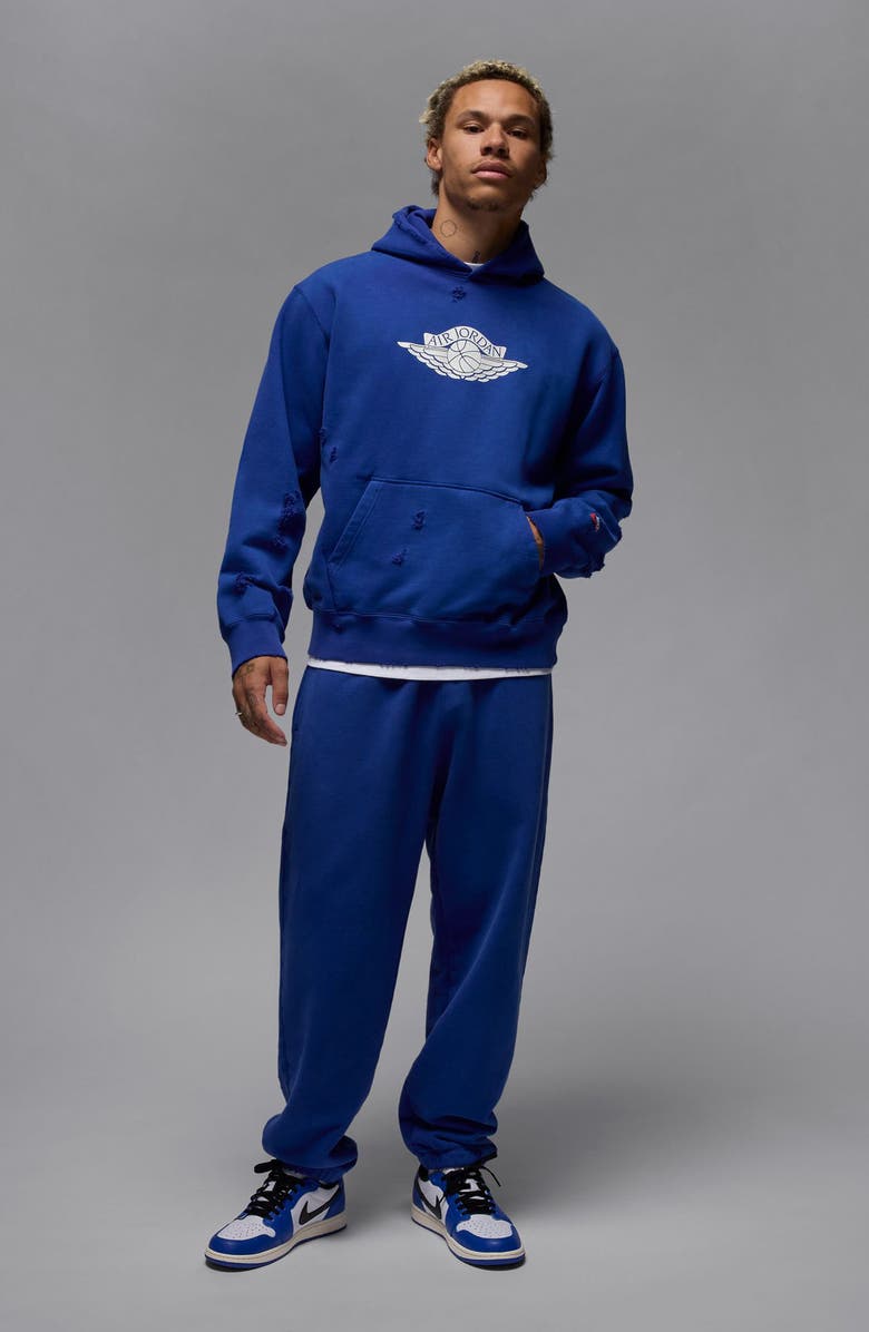 Jordan Rare Air Oversize Distressed Pullover Hoodie, Alternate, color, Deep Royal