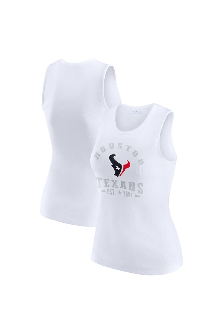Women's WEAR by Erin Andrews  White Houston Texans Ribbed Graphic Tank Top, Alternate, color, White