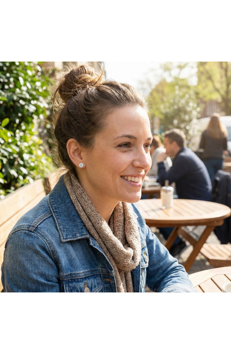 Bliss Diamond 2 Ct TW Round Lab Grown Diamond Studs 14K Gold With Screw Backs, Alternate, color, 14K White Gold