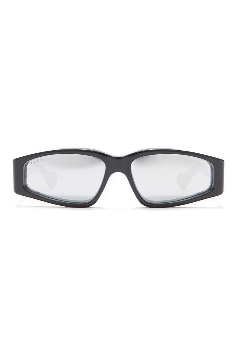 58mm Rectangular Sunglasses, Main, color, BLACK BLACK SILVER/ SLV