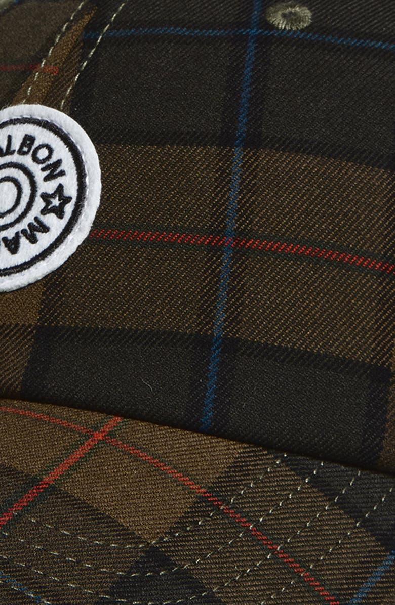 Malbon Golf Plaid Adjustable Waxed Cotton Twill Baseball Cap, Alternate, color, Green Multi