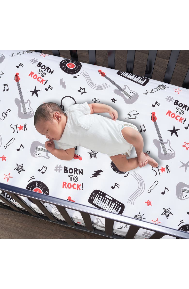 Lambs & Ivy Rock Star Musical Instruments 3-Piece Baby Crib Bedding Set, Alternate, color, Gray