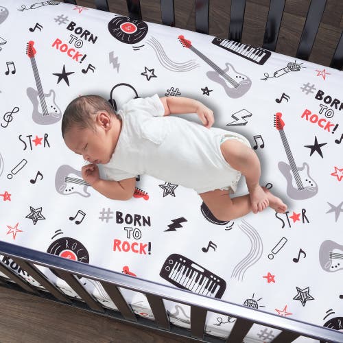Lambs & Ivy Rock Star Musical Instruments 3-piece Baby Crib Bedding Set In Gray