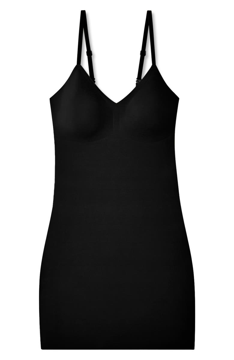 True & Co True Body Every Day Smoothing Slip Dress, Alternate, color, Black