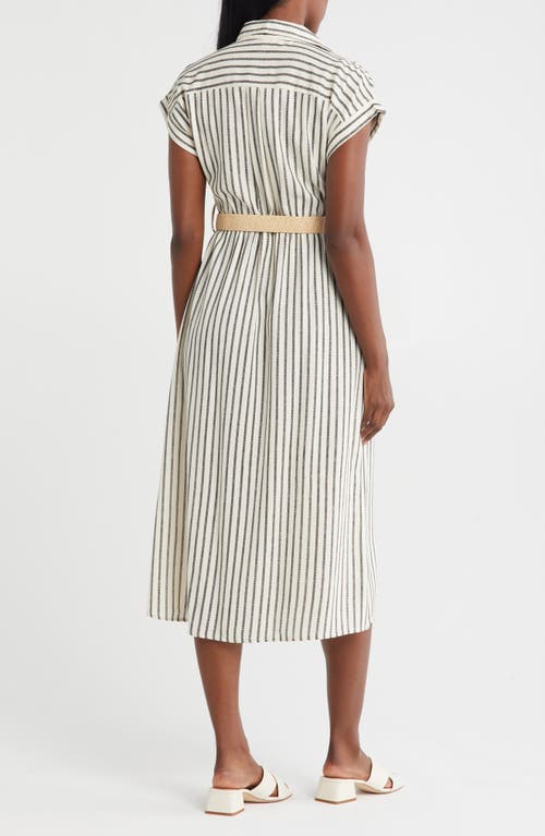Zoe And Claire Striped Belted Shirtdress