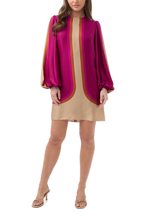 Trina Turk Elm Long Sleeve Printed Shift Dress In Purple