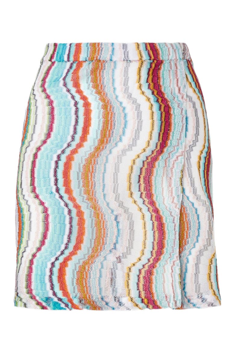 Cover-up Miniskirt With Lamé Wave Motif And Slit, Alternate, color, Multicoloured