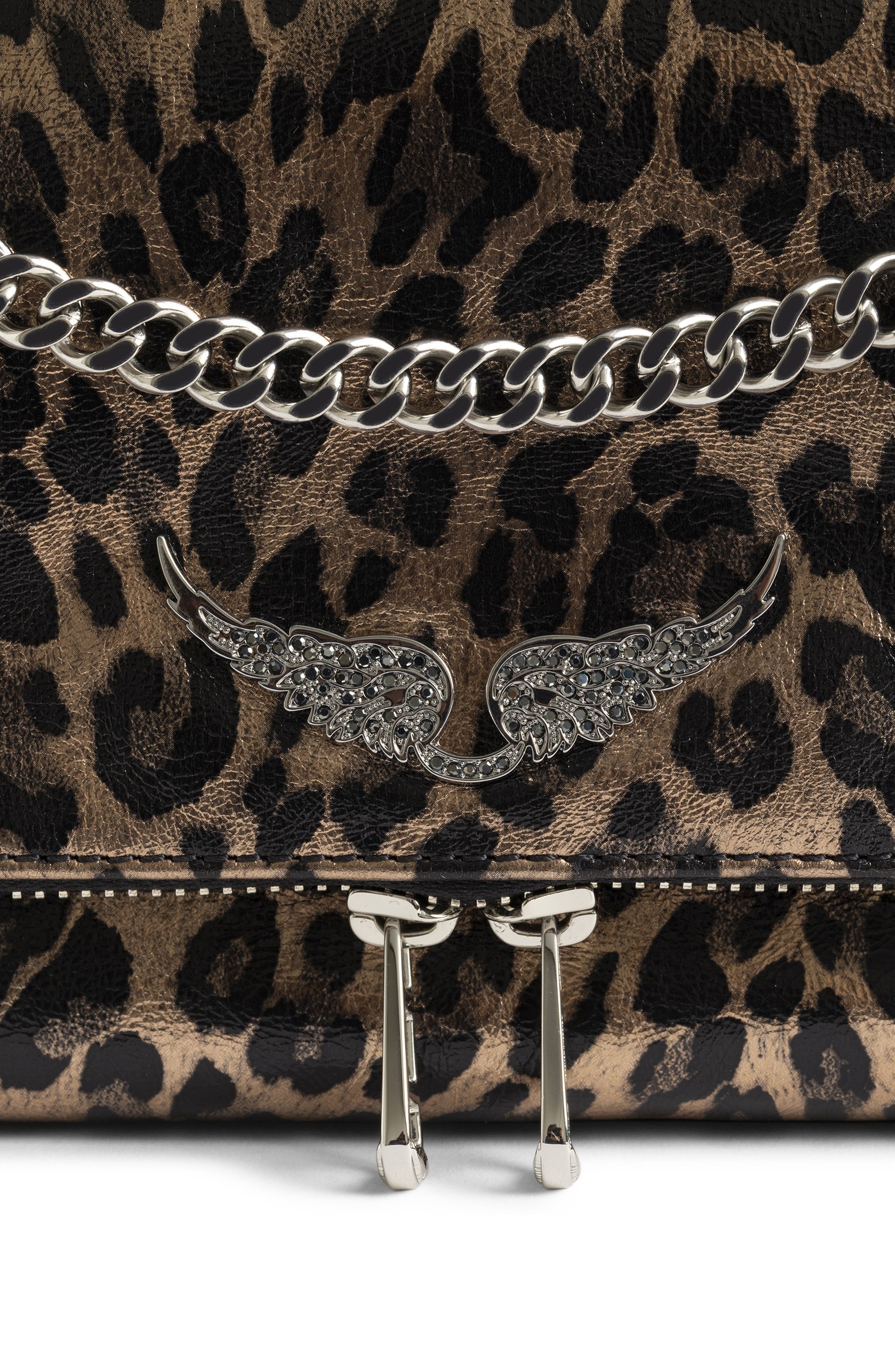 Zadig 
Voltaire Rock II Metallic Leather Shoulder Bag, Alternate, color, Silver