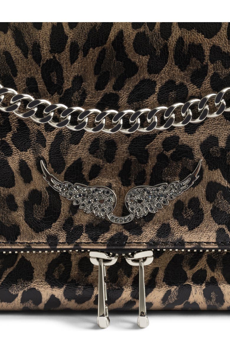 Zadig & Voltaire Rock II Metallic Leather Shoulder Bag, Alternate, color, Silver